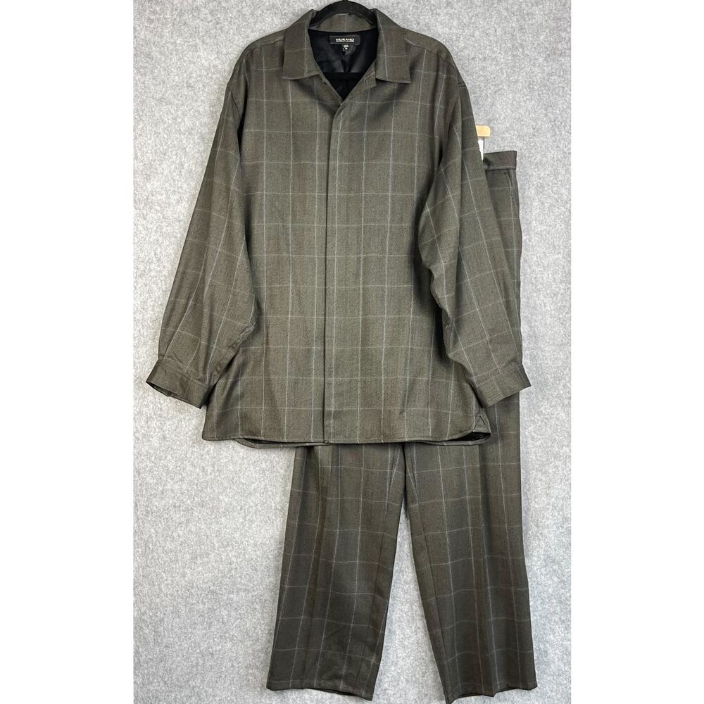 Murano Olive Windowpane Two-Piece Suit Set